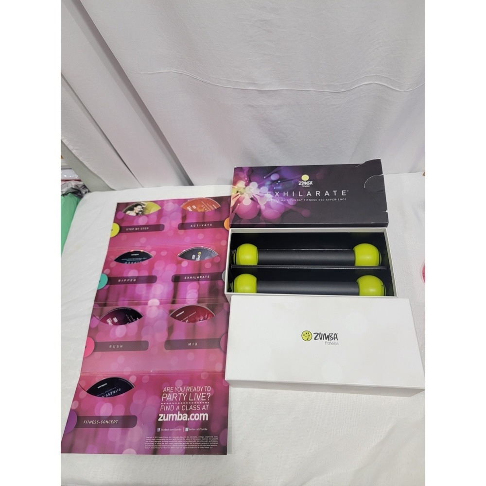 ZUMBA Fitness EXHILARATE 7 DVDs Exercise Weight Loss Dance & Toning Sticks